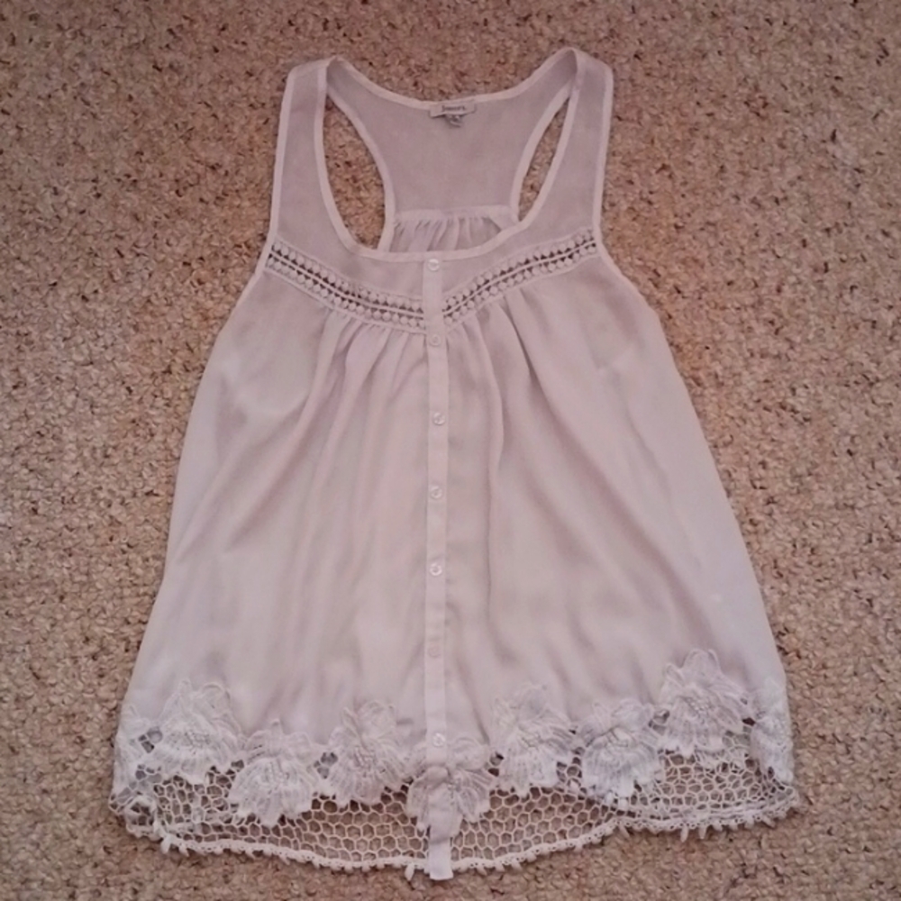 Jodifl White Lace Racerback  Tank